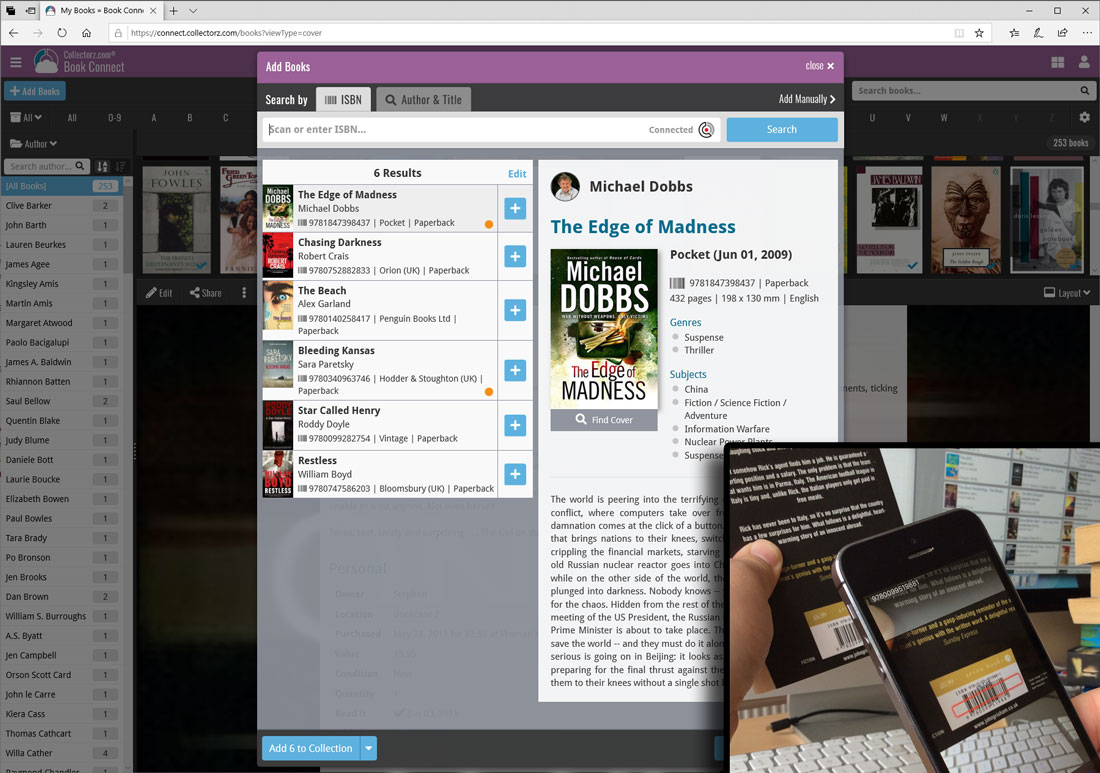 Book Collector adding books by ISBN