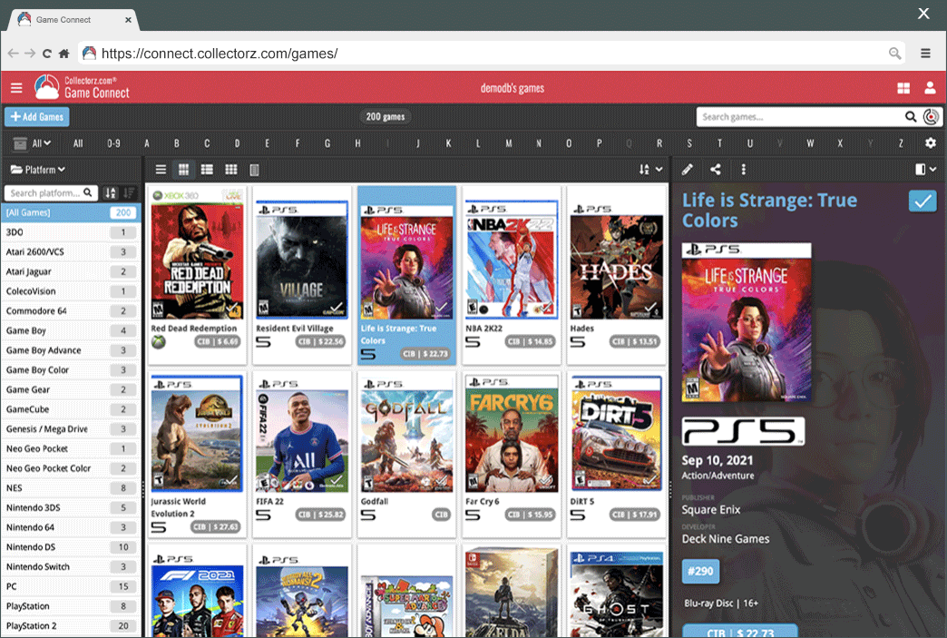 Game Collection App / Software catalog your video game collection
