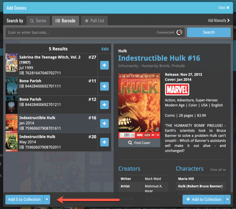 Add comics by barcode: add all scanned comics in one go - CLZ Comics ...